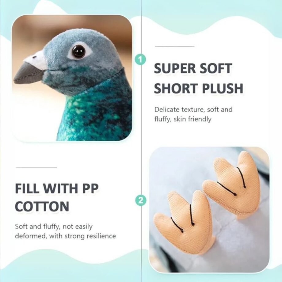 FRYAMCF Pigeon Plush Toy Pigeon Plush Doll Simulation Pigeon Ornaments Soft and Cute Peace Bird Animal Cute Pigeon as Gift for Kids - 20cm