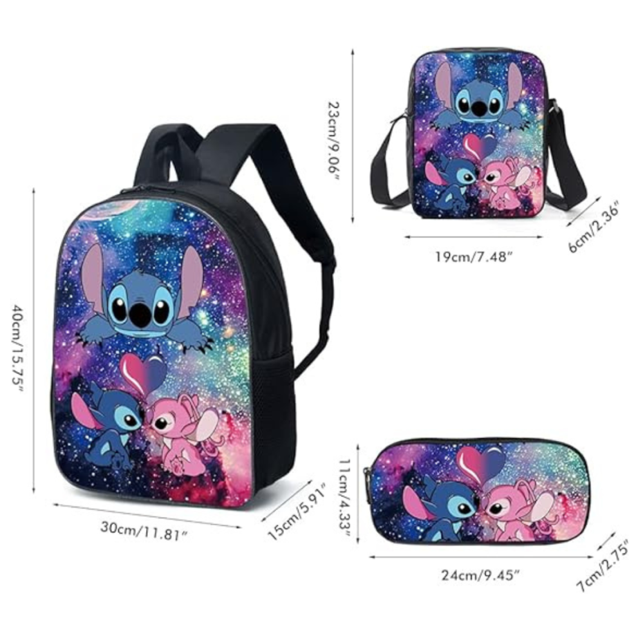 XieLind 3-piece boys' backpack, girls' bags with lunch bag and pencil case set, stitch backpack set primary and middle school children's backpack