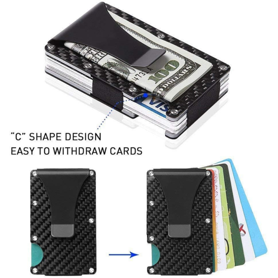 Carbon Fiber Wallet,RFID Blocking Card Holder for Slim Metal Wallet,Minimalist Money Clip