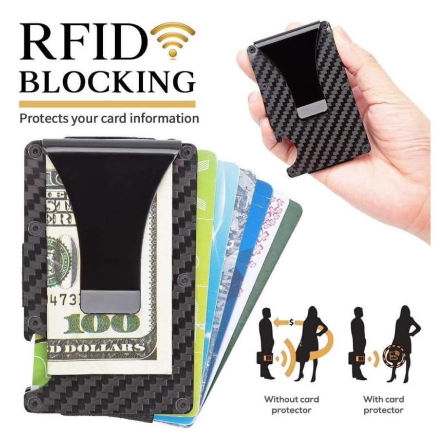 Carbon Fiber Wallet,RFID Blocking Card Holder for Slim Metal Wallet,Minimalist Money Clip