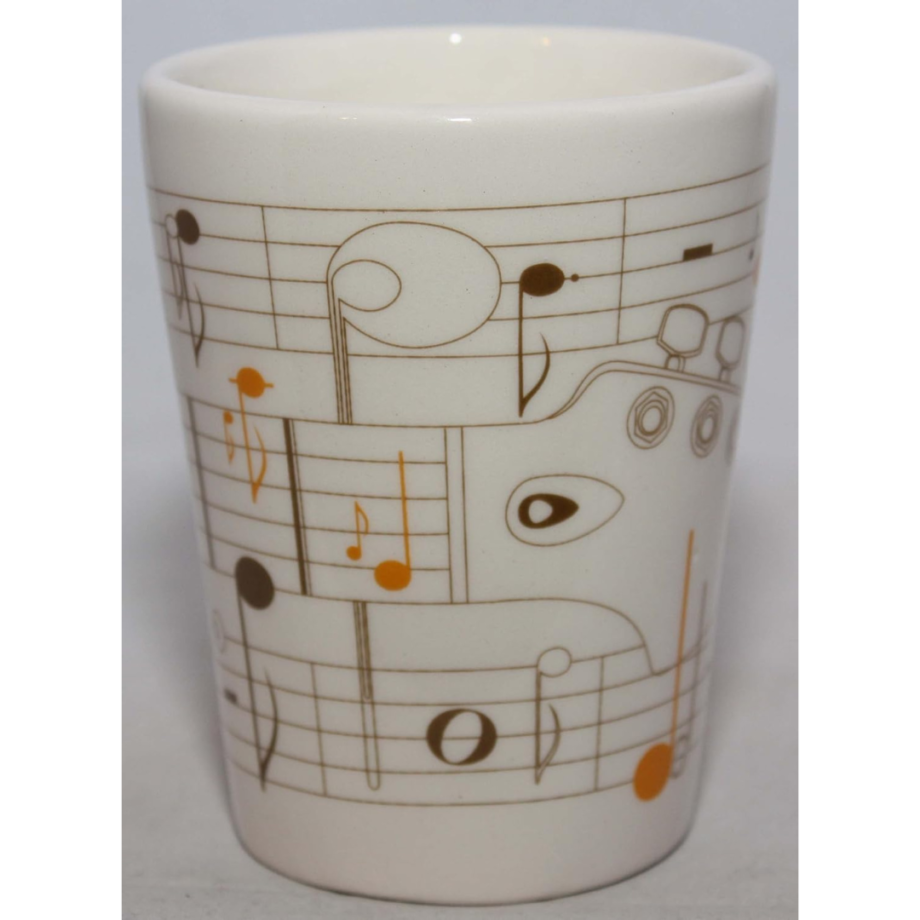 Acoustic Guitar Mug with Shaped Handle and Sheet Music Design