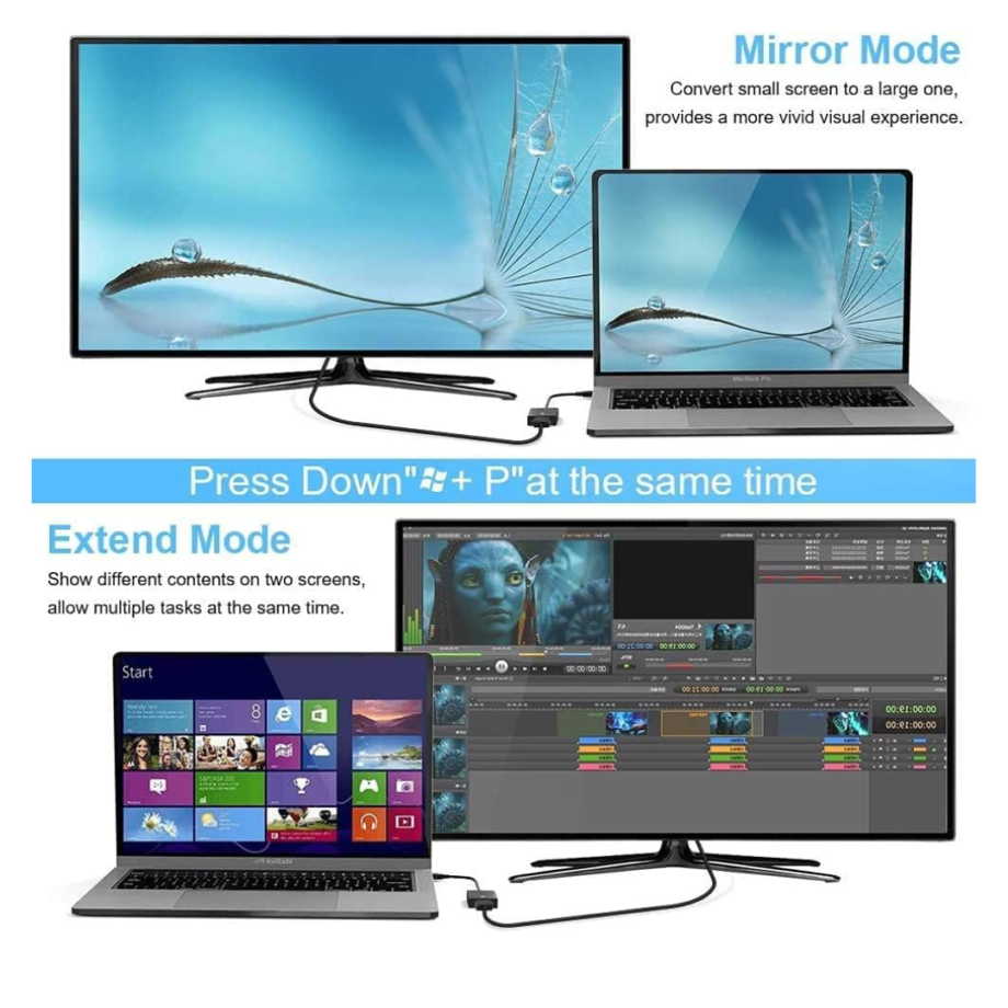 FLOME USB to HDMI Adapter, USB 3.0/2.0 to HDMI Cable Multi-Display Video Converter- PC Laptop Windows 7 8 10,Desktop, Laptop, PC, Monitor, Projector, HDTV