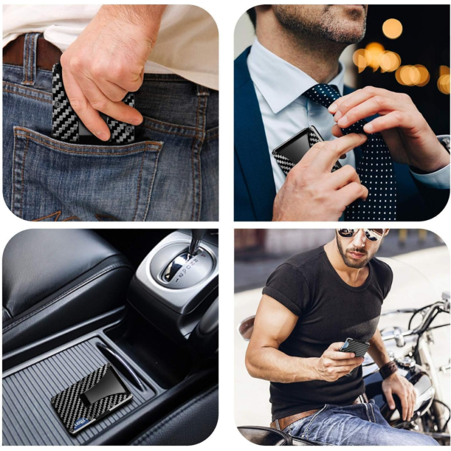 Carbon Fiber Wallet,RFID Blocking Card Holder for Slim Metal Wallet,Minimalist Money Clip