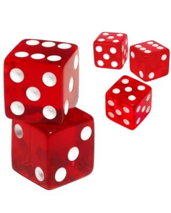 19mm D6 Six-Sided Gaming Transparent Casino Dice (Red Square, 5pcs)